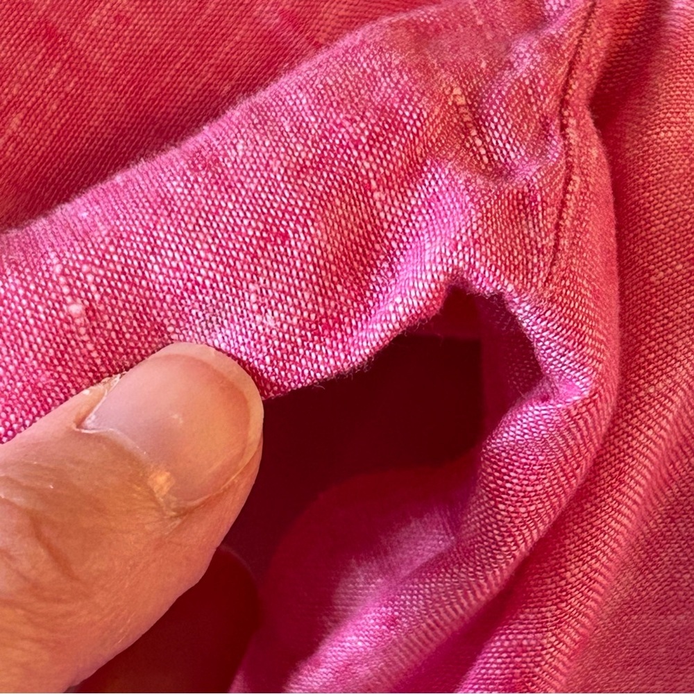 Tahari Women’s Size S 100% Linen Pullover Shirt Pink Side Vent Pearl Buttons - Picture 5 of 8